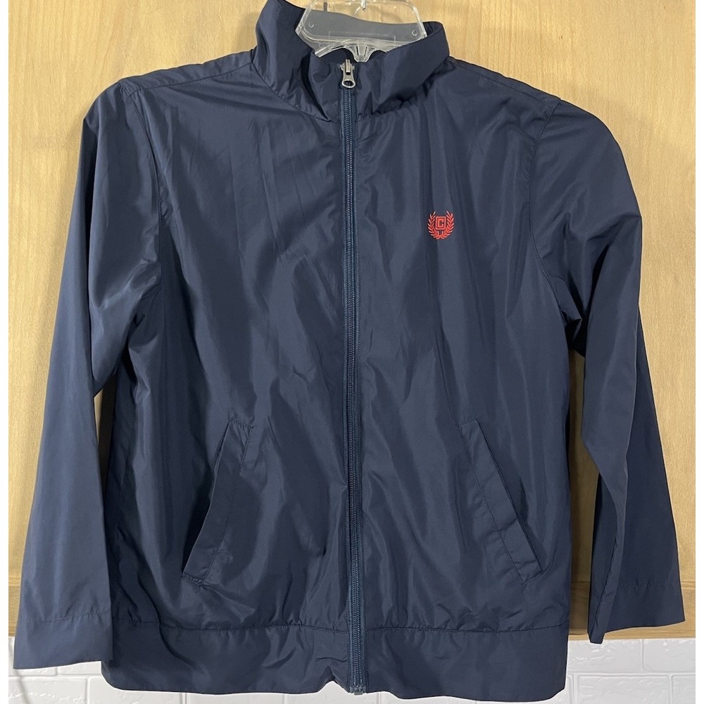 Chaps Windbreaker Jacket Kids Size M 10-12 Navy Blue Excellent Cotton Lined Logo